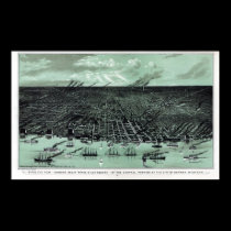 Panoramische Karte Detroits MI DIGITAL REMASTERED poster