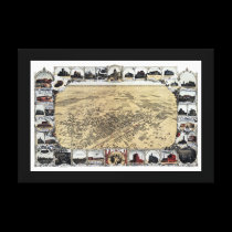 Panoramische Karte Fresnos CA DIGITAL REMASTERED leinwanddrucke