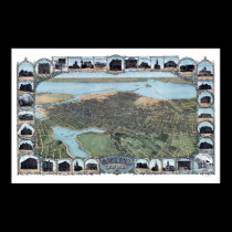 Panoramische Karte Oaklands CA DIGITAL REMASTERED poster