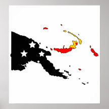 Papua-Neu-Guinea Flaggen-Karte Größengleich Posterdrucke