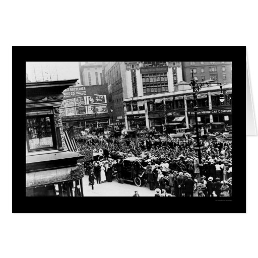 Parade der Soldaten auf Broadway in NY 1917 Grußkarten