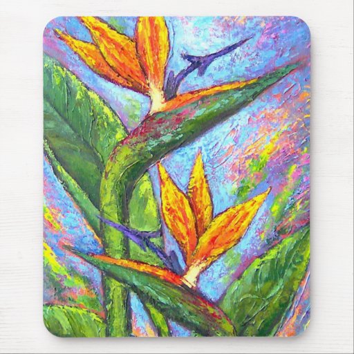 Paradiesvogel die tropische Blumen-Malerei - multi Mauspad