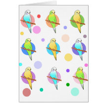 Parakeets u. Tupfen-Muster Grußkarte