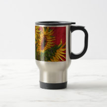 Paris gelbe Sonnenblume auf rotem Hintergrund Tee Tasse