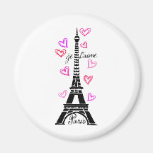 PARIS JE T'AIME EIFFEL UND ROSA HERZEN KÜHLSCHRANKMAGNETE