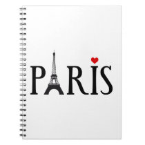Paris mit Eiffelturm und rotem Herzen notizbücher
