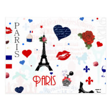 Paris-Muster mit Eiffelturm Postkarten