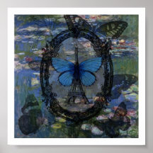 Paris-Schmetterlings-Kunst-Druck Poster