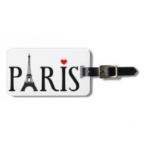 Paris with Eiffel tower and red heart kofferanhänger
