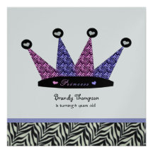 Party Einladungen Zebra-Prinzessin-Crown