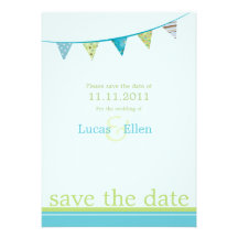 Party-Flaggen Save the Date - Blau u. Grün Personalisierte Einladungen