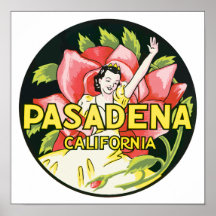 Pasadena Kalifornien, Vintag Plakatdruck