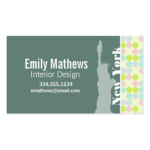 Pastel Colors, Polka Dot, NYC, statue of liberty Business Card Template