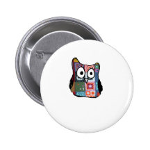 Patchwork-Eule Button