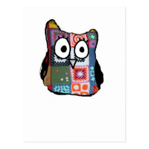 Patchwork-Eule Postkarte