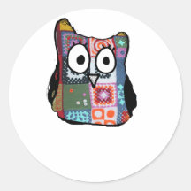 Patchwork-Eule Runde Sticker