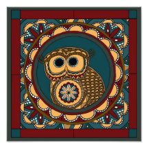 Patriotische Eulen-Mandala Kunstfotos