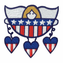 Patriotische hängende Herzen USA stickten Hemd Besticktes Polo Hemd