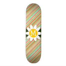 Peach & Forest Green Striped; Daisy Skateboards