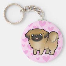 Pekingese Liebe (Welpe geschnitten) Schlüsselanhänger