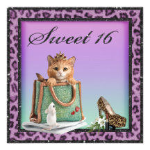 Pelz des Bonbon-16 Prinzessin-Kitten Purple Faux L Personalisierte Einladungen