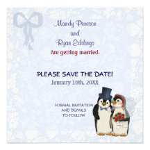 Penguin-Hochzeit - Save the Date Personalisierte Ankündigungen