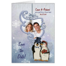 Penguin-Hochzeits-Foto Save the Date Grußkarte