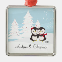 Penguin-Paar-Liebe-niedliche Weihnachtsverzierung Weinachtsornamente