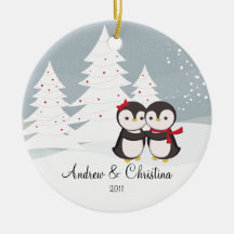 Penguin-Paar-Liebe-niedliche Weihnachtsverzierung Weinachtsornamente