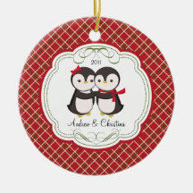 Penguin-Paar-Liebe-niedliche Weihnachtsverzierung Ornamente