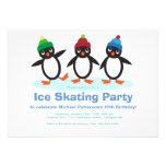 Penguin-Trio-Jungen-Eis-Skaten-Geburtstags-Party Personalisierte Ankündigung