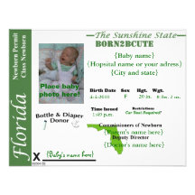 Personalisierte Babymitteilungs-Florida-Lizenz Personalisierte Ankündigungskarte