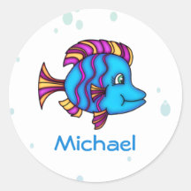 Personalisierte blaue Fisch-Aufkleber