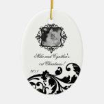 Personalisierte Foto-Verzierungs-Schwarz-weißes Bl Weihnachtsbaum Ornament