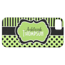 Personalisierte Limone, schwarze, weiße gestreifte iPhone 5 Case