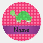 Personalisierte niedliche Schildkröterosanamenssch Runde Aufkleber