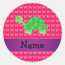 Personalisierte niedliche Schildkröterosanamenssch Runde Aufkleber