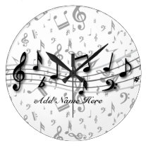 Personalisierte schwarze und graue musikalische An wanduhren