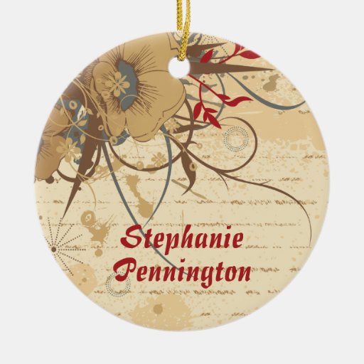 Personalisierte Vintage BlumenAbschlussverzierung Weihnachtsbaum Ornamente