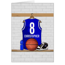 Personalisierter blauer Basketball Jersey karten