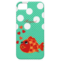 Personalisierter Kawaii Goldfish-Cartoon mit Herze Schutzhülle Fürs iPhone 5