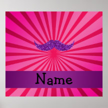 Personalisierter lila Glitternamensschnurrbart Poster