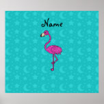 Personalisierter Namensflamingotürkis hat Monde in Posterdruck