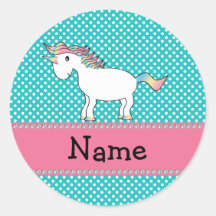 Personalisierter niedlicher Namensunicorn Runder Sticker