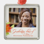 Personalisierter orange Blumenfoto-Abschluss Weihnachtsbaum Ornamente