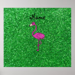 Personalisierter rosa Flamingogrün-NamensGlitter Plakatdrucke