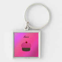 Personalisierter rosa Glitternamenskleiner kuchen Schlüsselband