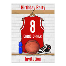 Personalisierter roter Basketball Jersey einladungen