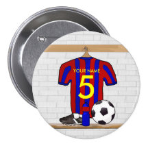 Personalisierter roter und blauer Fußballfußball J Anstecknadel