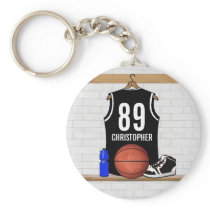 Personalisierter schwarzer Basketball Jersey schlüsselanhänger
